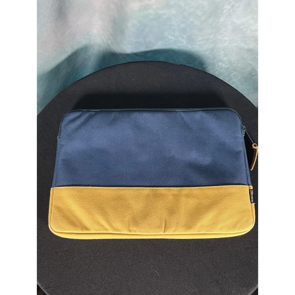 Herschel Supply Co Anchor Laptop Sleeve Navy Blue Mustard Yellow Canvas Case